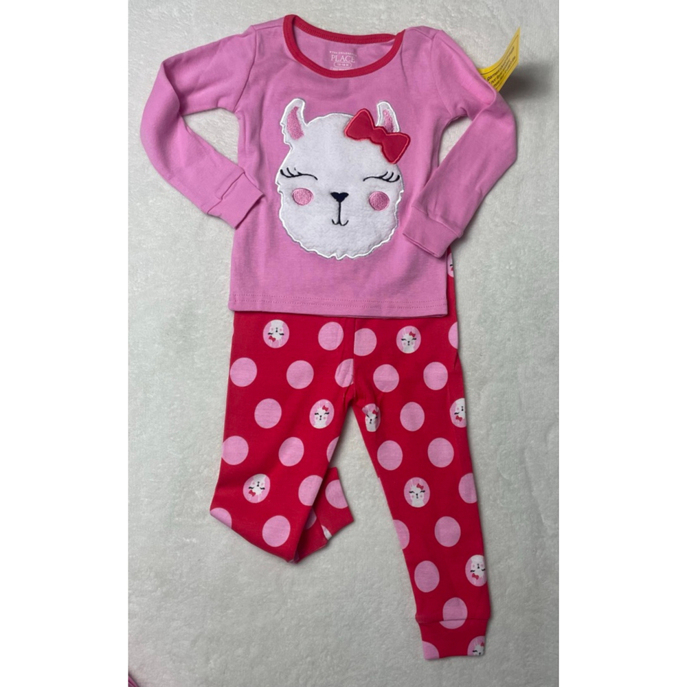Baby The Children's Place Pink Red Llama Pajama Set 12-18 Months